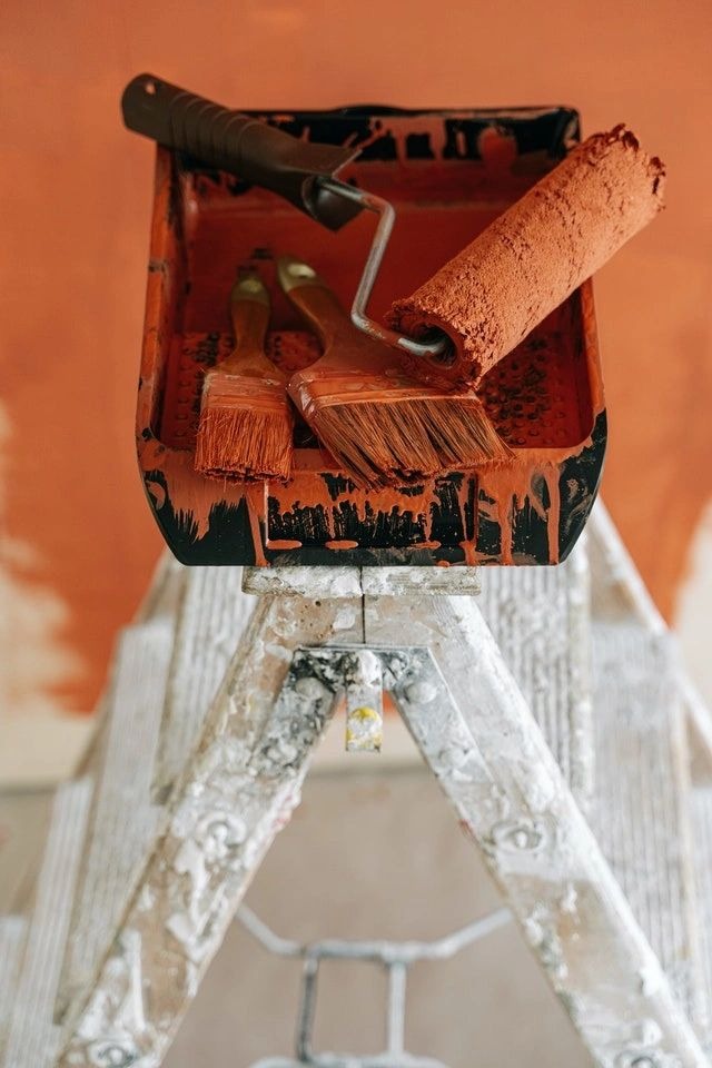 Paint brush on stool